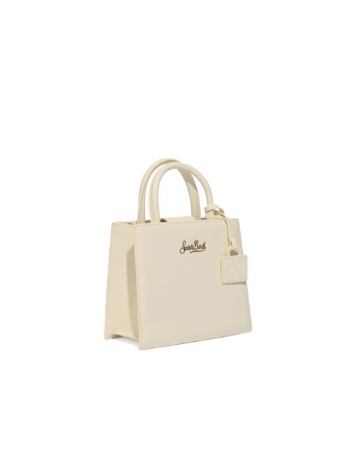 Borsa Shop mini strutturata in pelle liscia con targhetta metallica Bianco Mc2 Saint Barth | SHBM000201506L